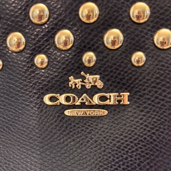 Coach Navy and Gold Studded Satchel - Picture 2 of 6